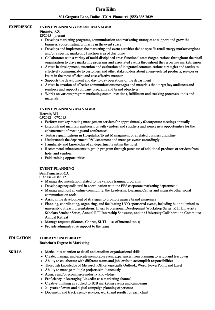 Corporate Event Planner Resume Sample HQ Template Documents