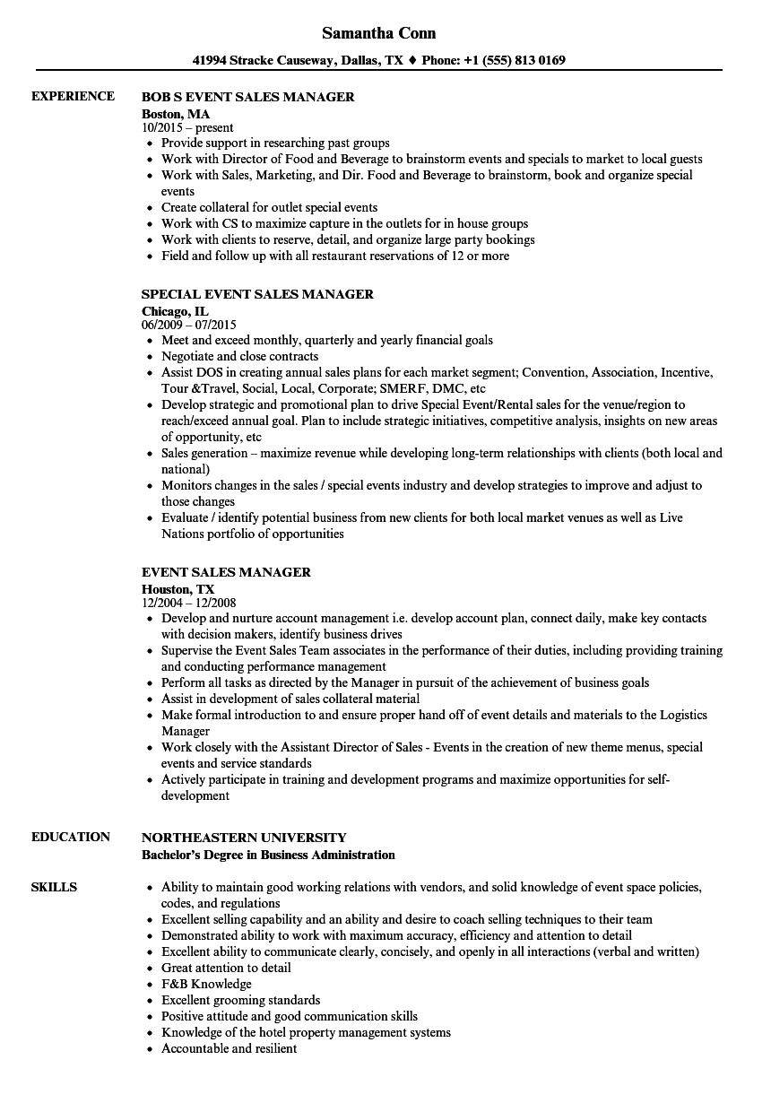 Event Services Manager Resume Event Manager Resume Example