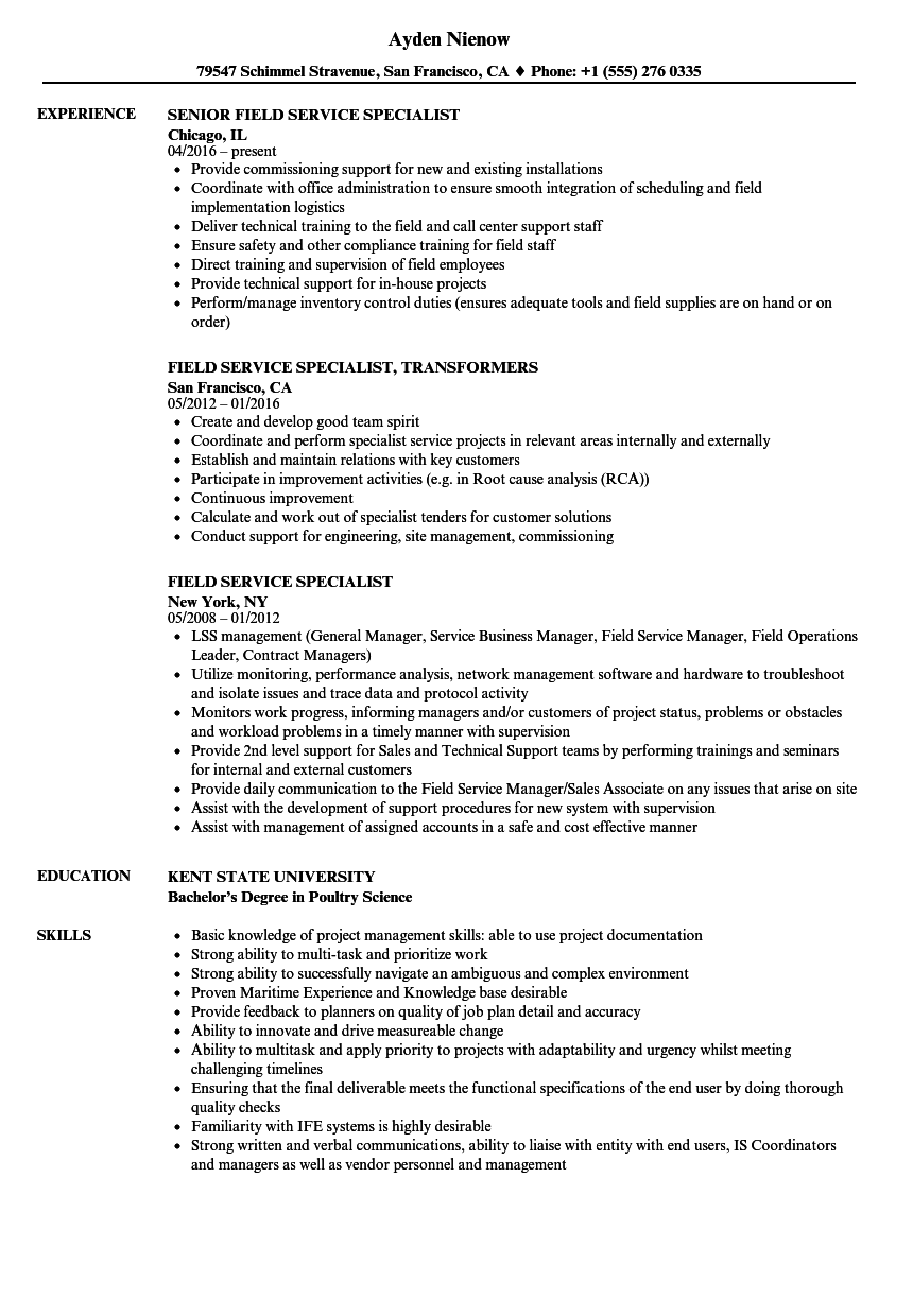 field support specialist resume