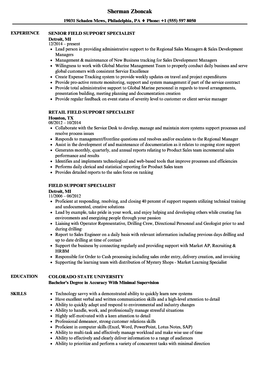 field support specialist resume