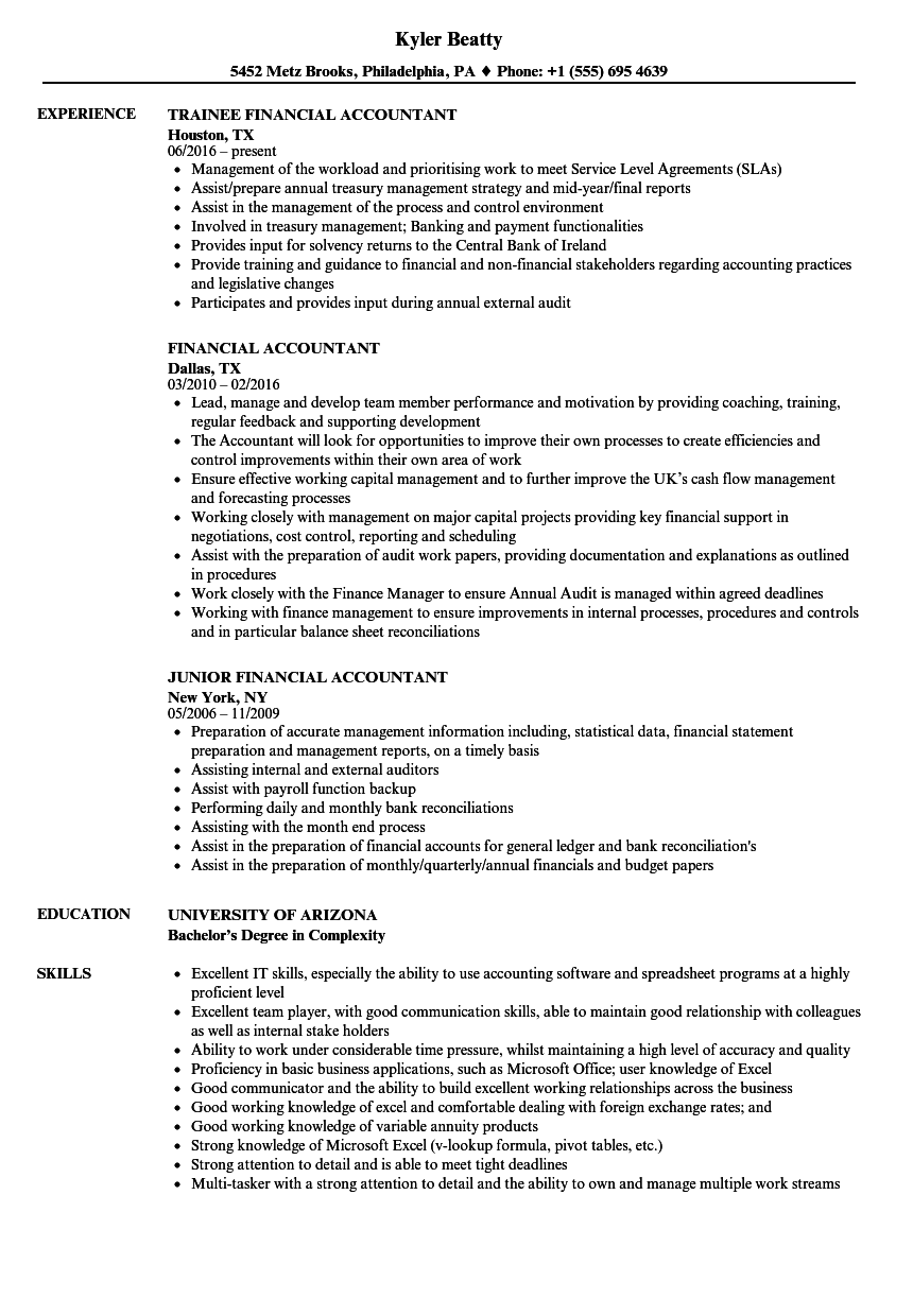 Financial Accountant Resume Samples | Velvet Jobs