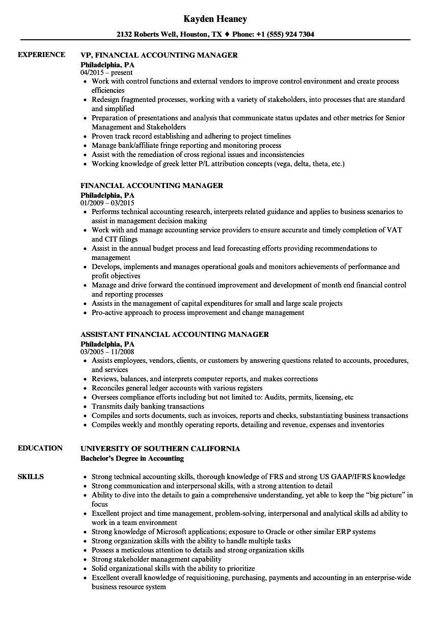 Manager Accountant Resume Sample