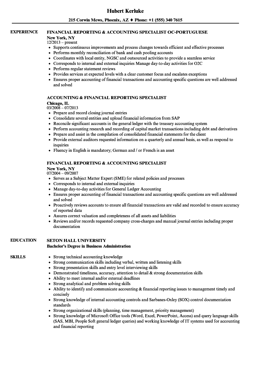 accounting specialist job description for resume