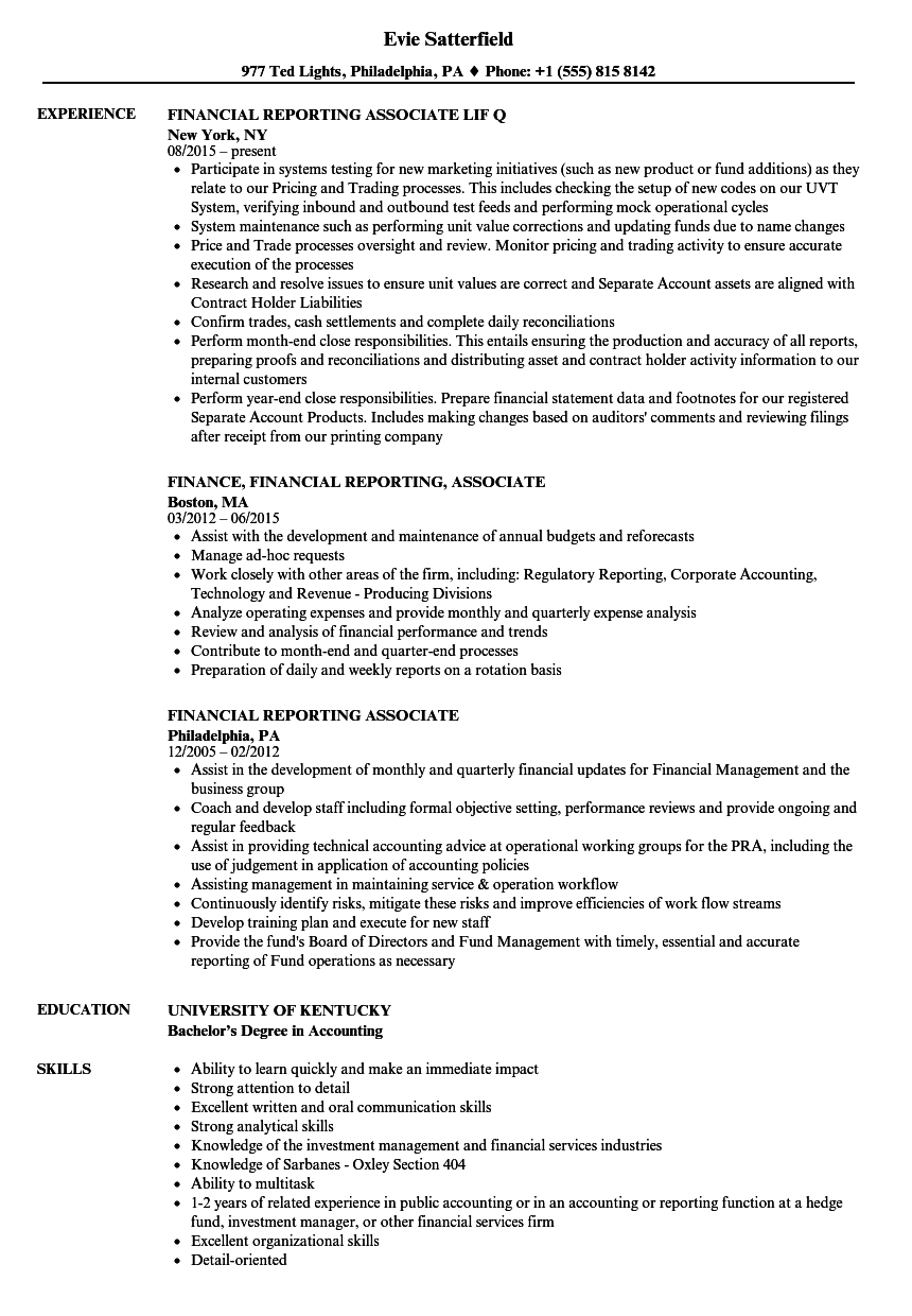 Head Of Financial Reporting Job Description - Professional Finance Manager Cv Examples Myperfectcv - Typical job duties and responsibilities: