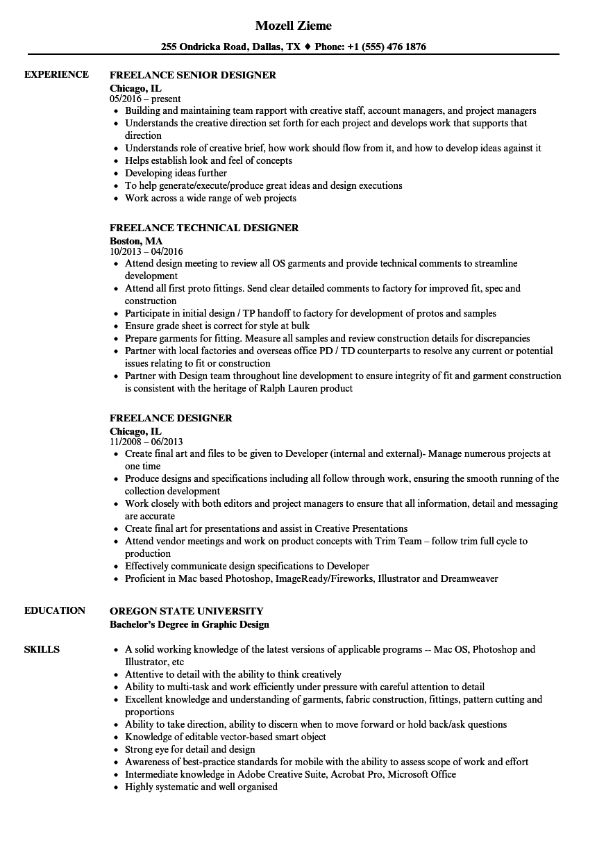 Freelance Designer Resume Samples Velvet Jobs