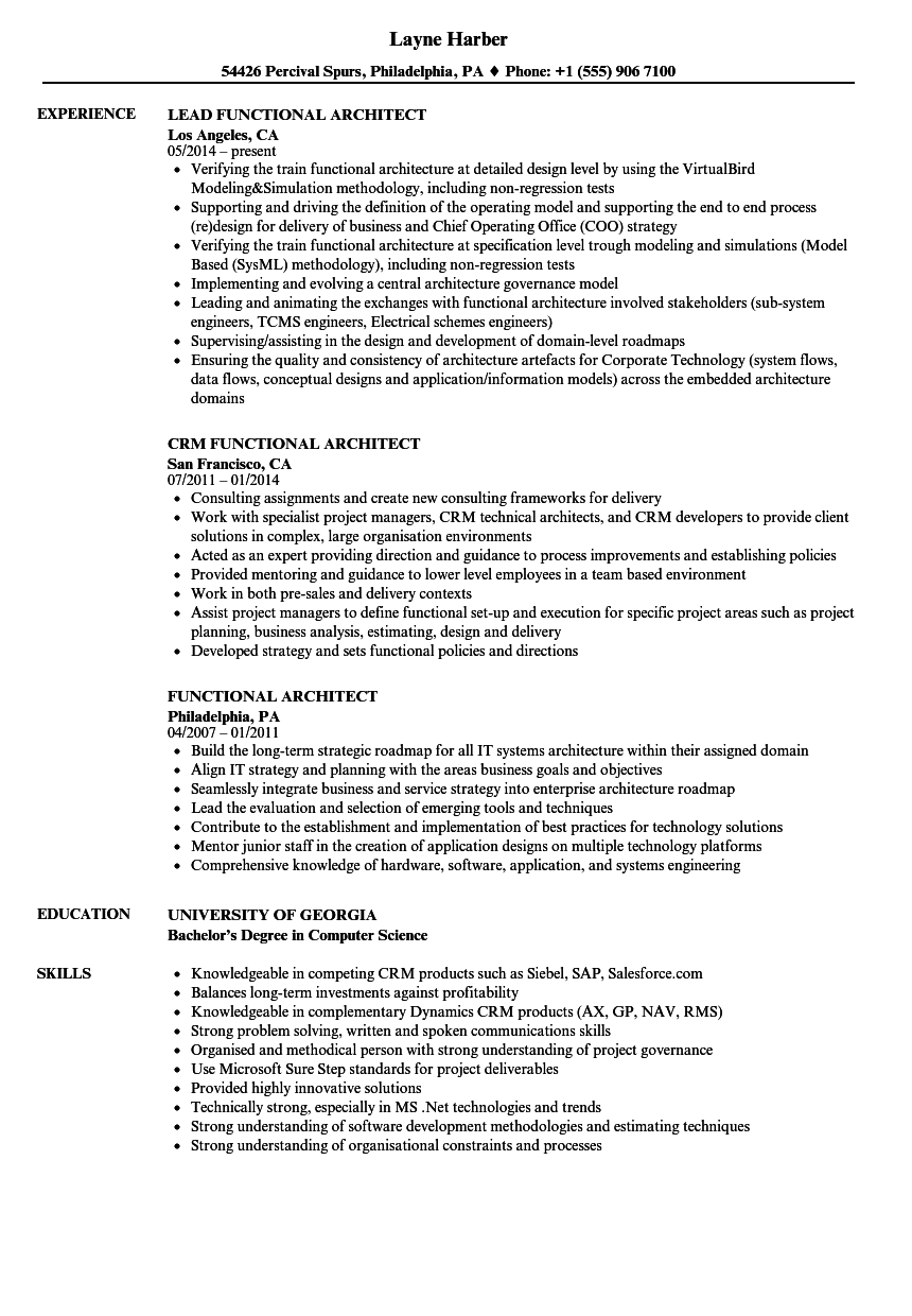 functional architect resume