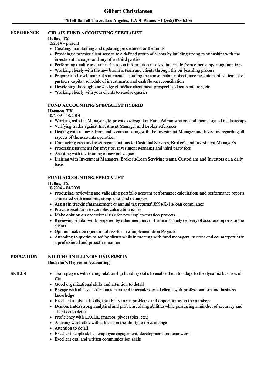 accounting specialist job description for resume