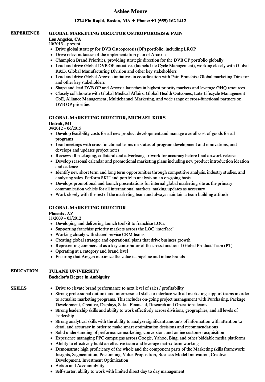 resume examples director level