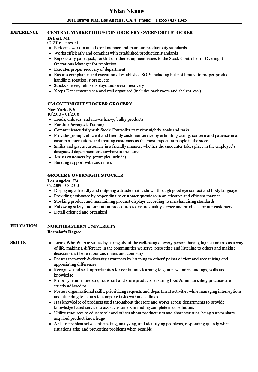 Stocker Resume Example Rlfqeodhe
