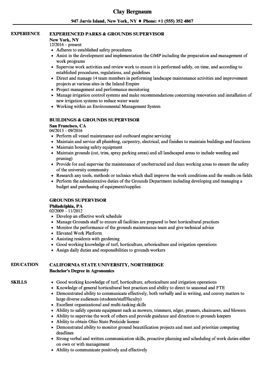 sample resume for horticulture manager