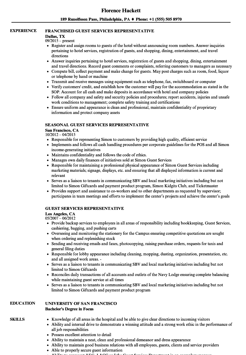 Guest Services Representative Resume Samples Velvet Jobs Guest Services Representative Resume Samples Velvet Jobs