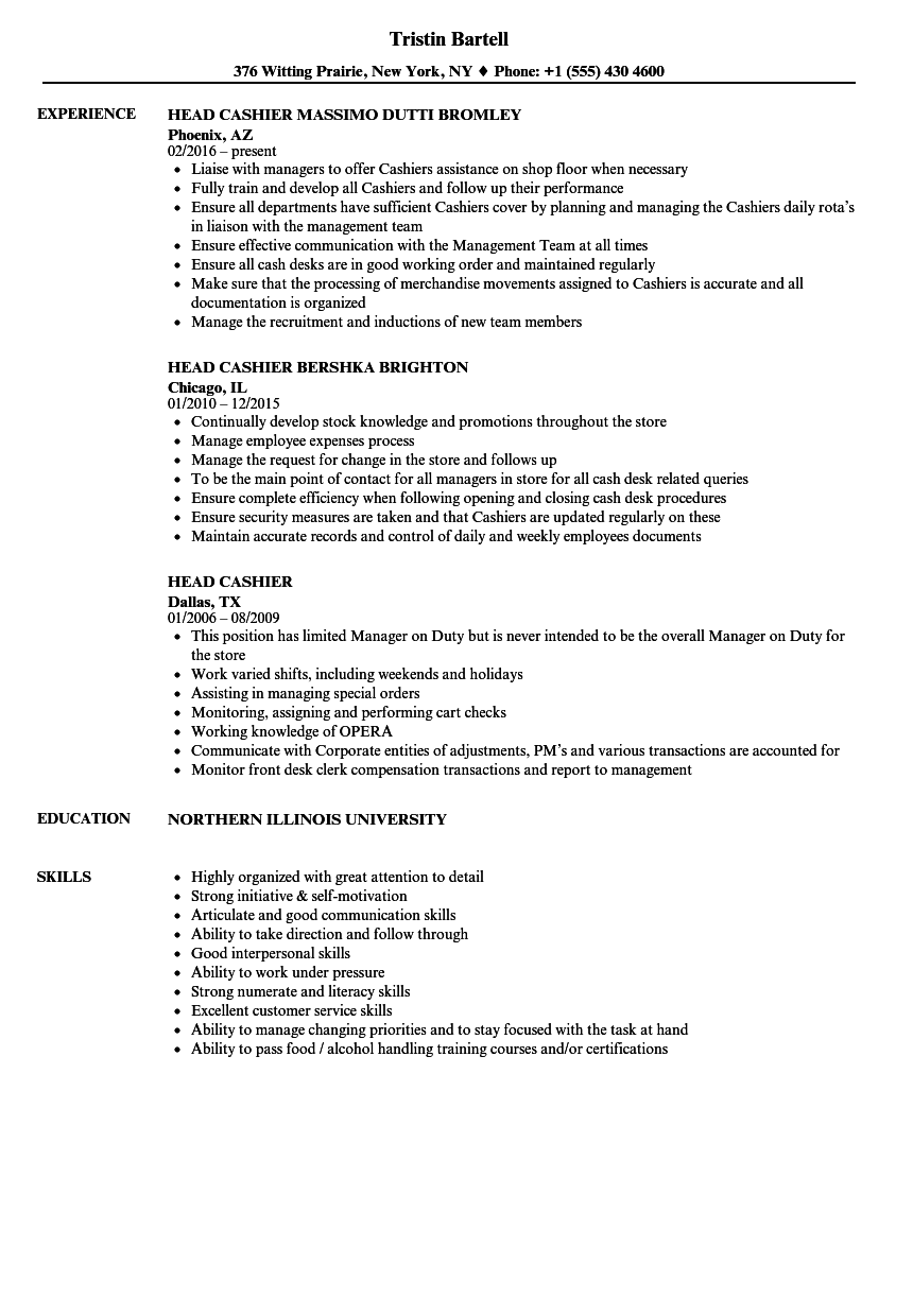 Sample Resume Of Cashier With Template Writing Guide Experimente O 
