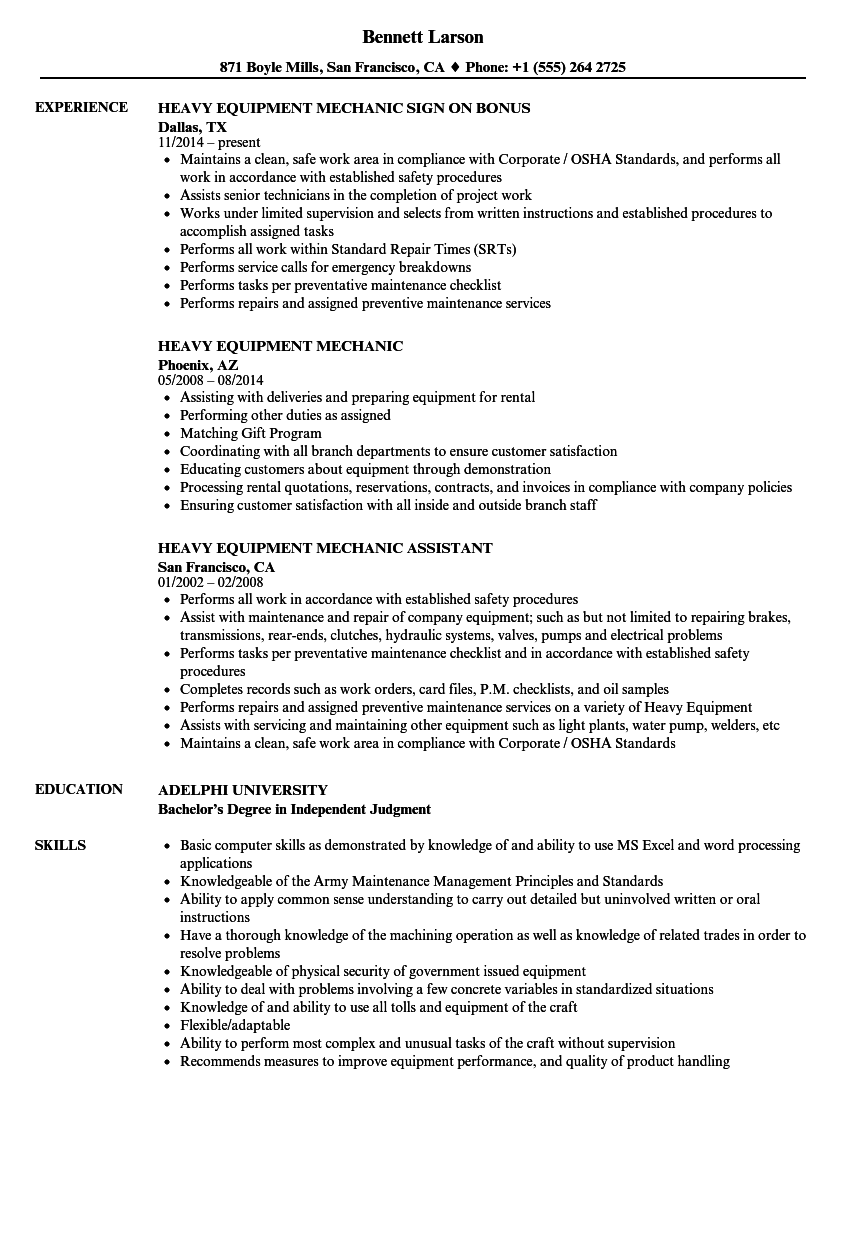 Heavy Equipment Mechanic Service Technician IV 