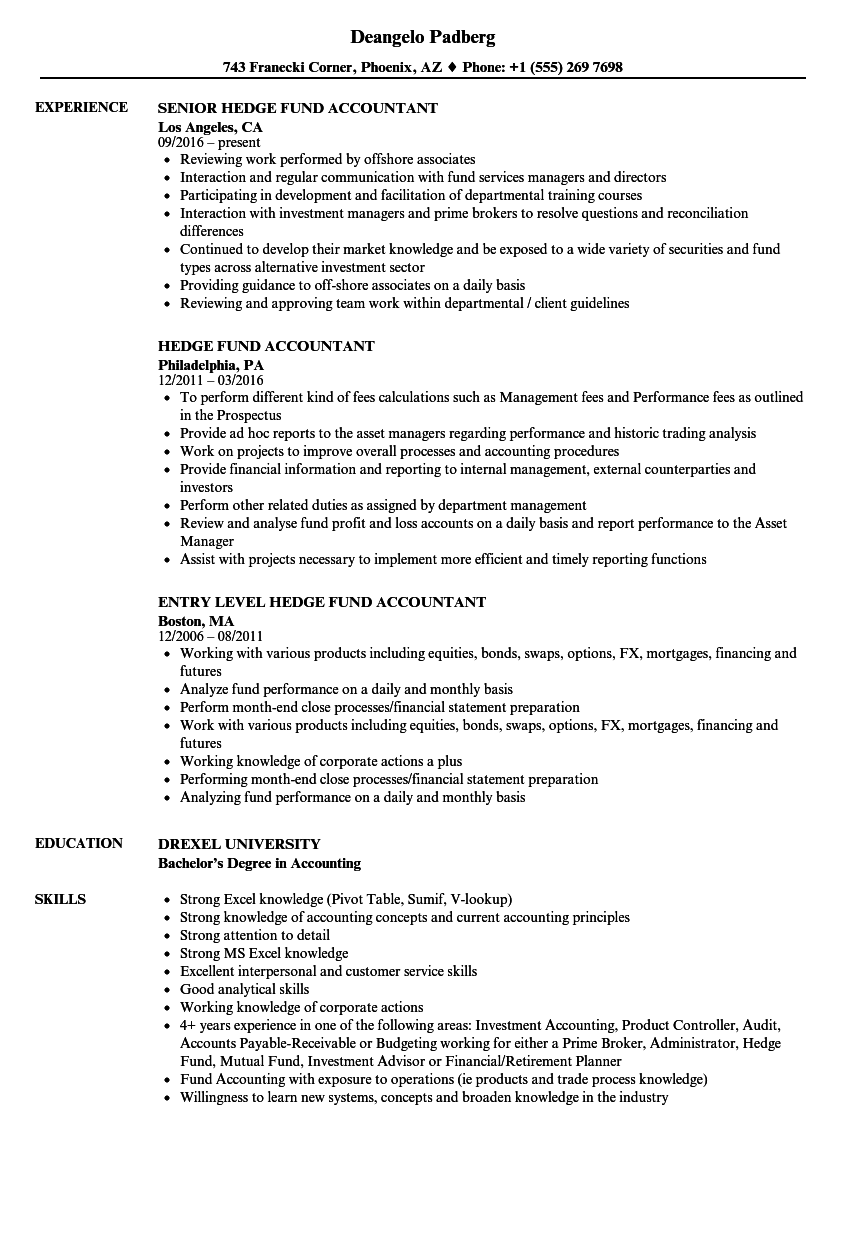 Hedge Fund Resume Sample kurikulum13