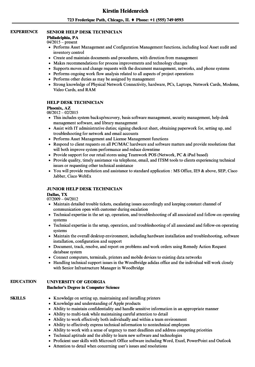 Help Desk Technician Resume Samples Velvet Jobs