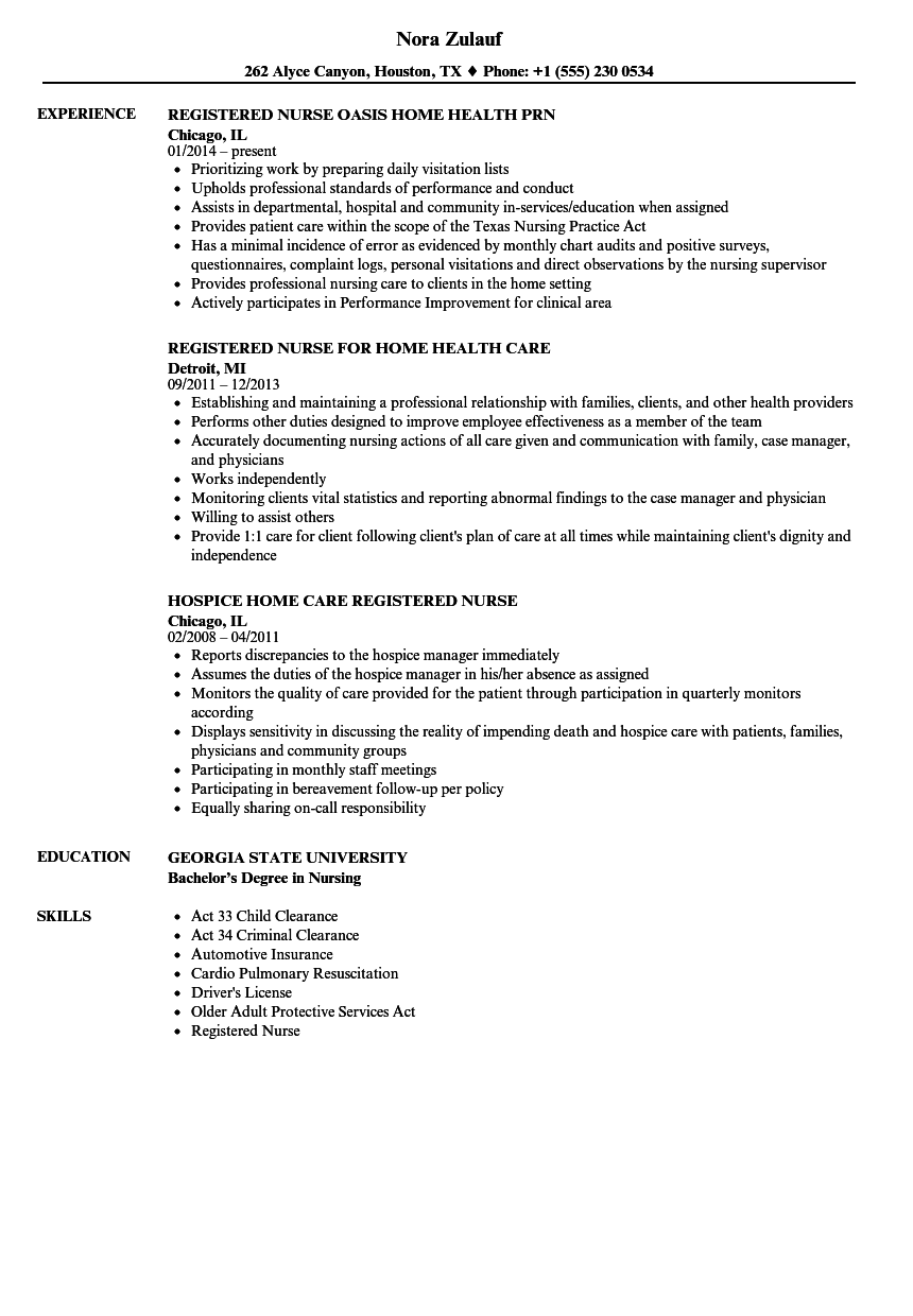 Home Home Registered Nurse Resume Samples | Velvet Jobs