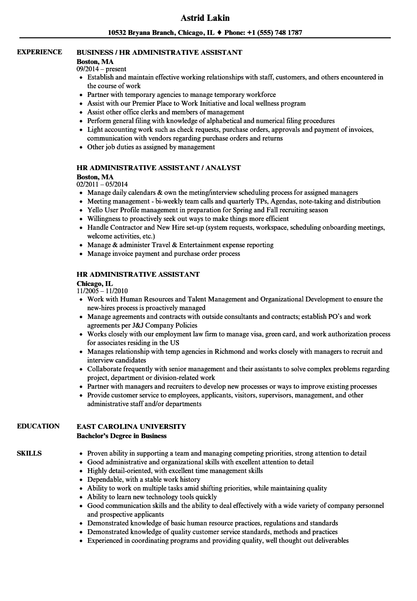 hr assistant job description for resume