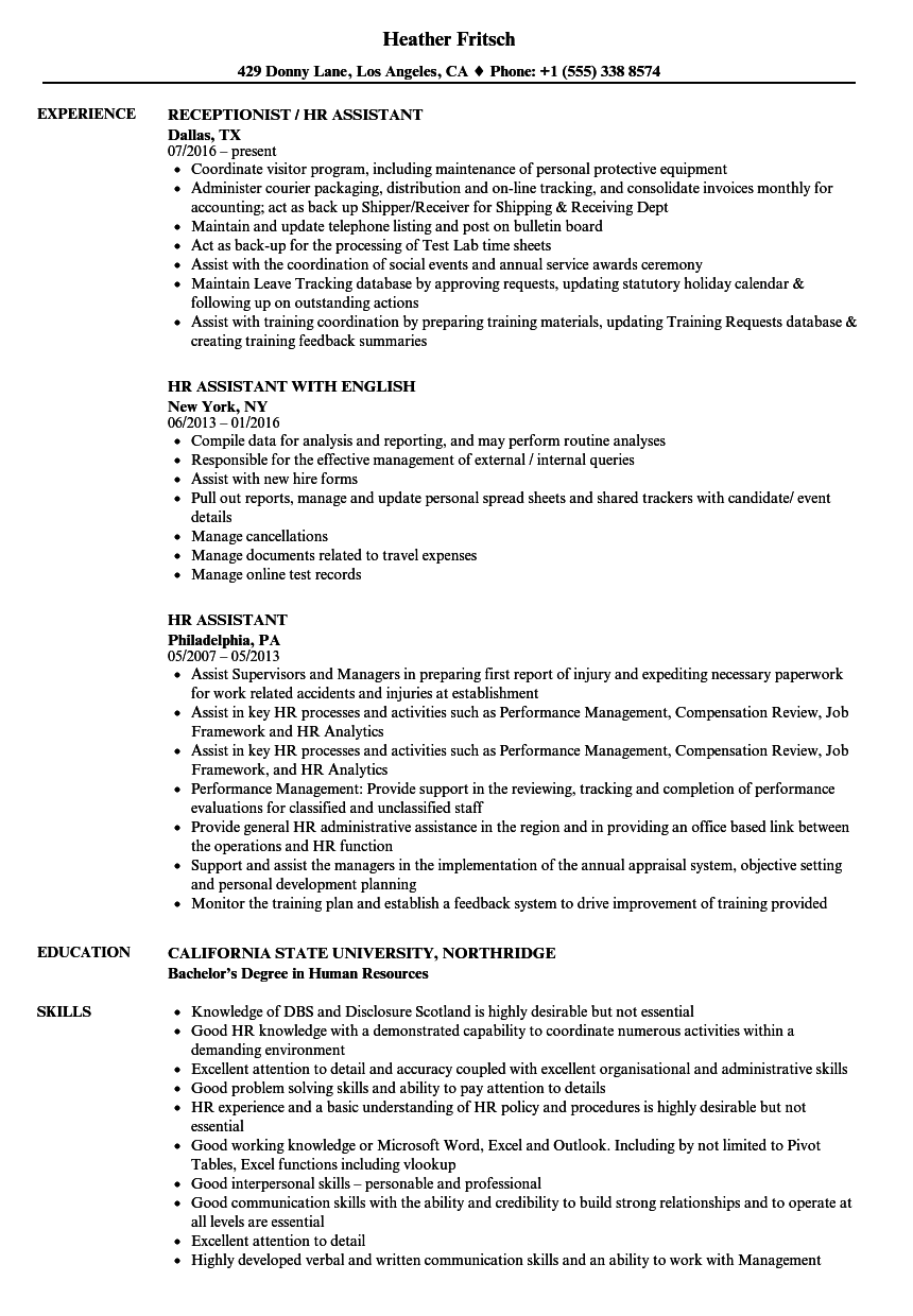 entry level hr assistant resume