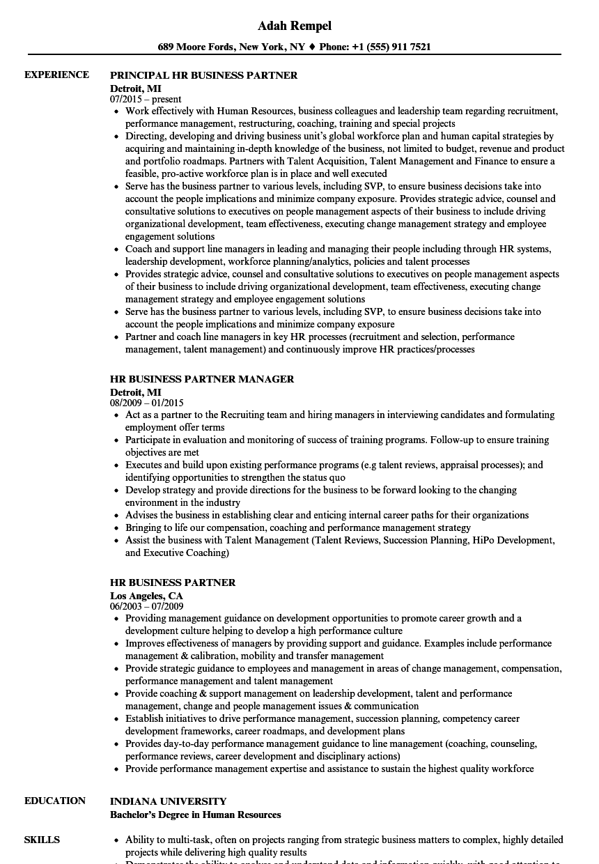 human resources business partner resume objective