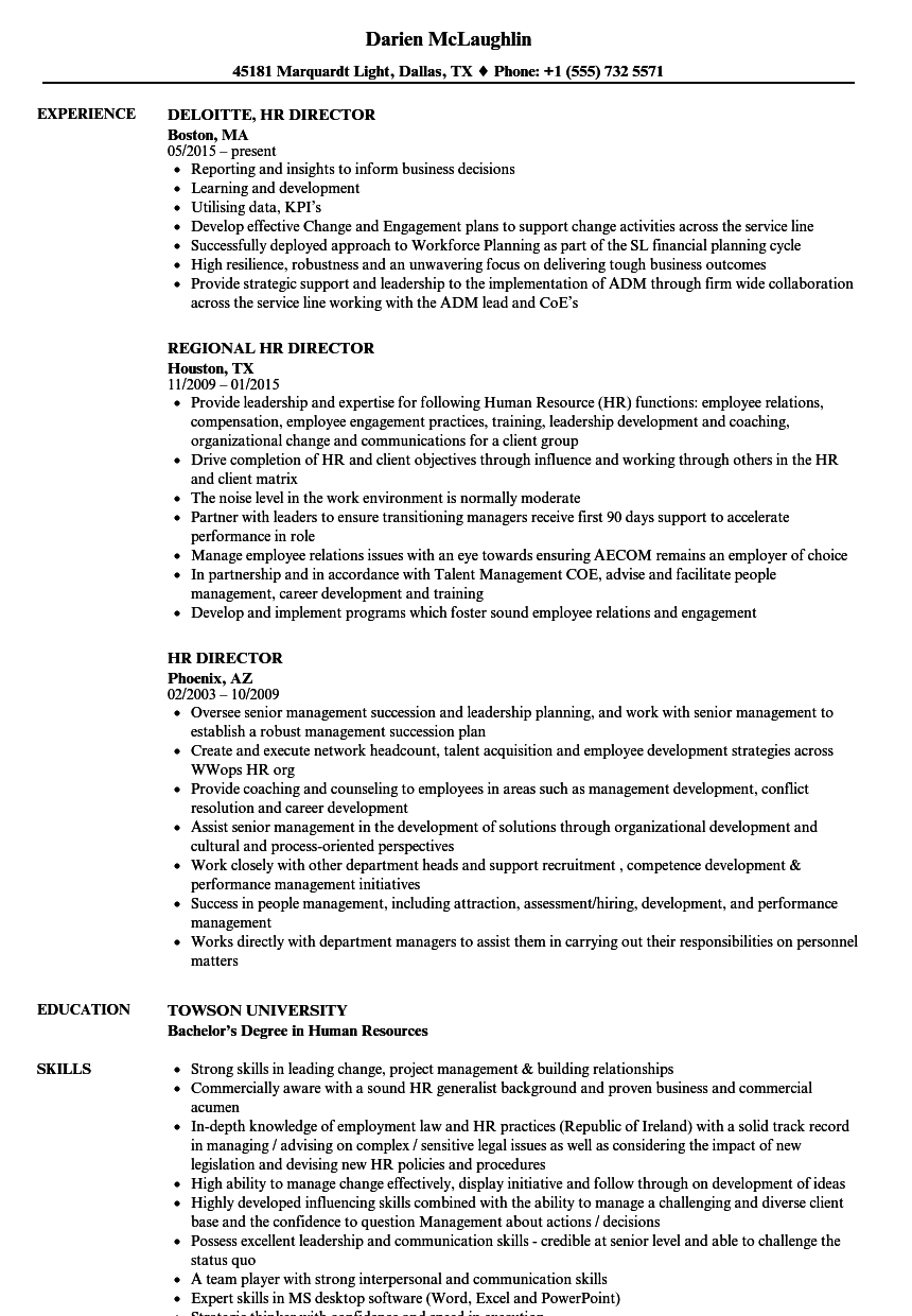 director of human resources resume