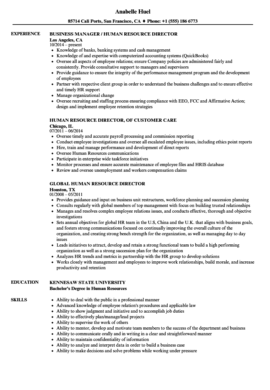 resume for human resources director