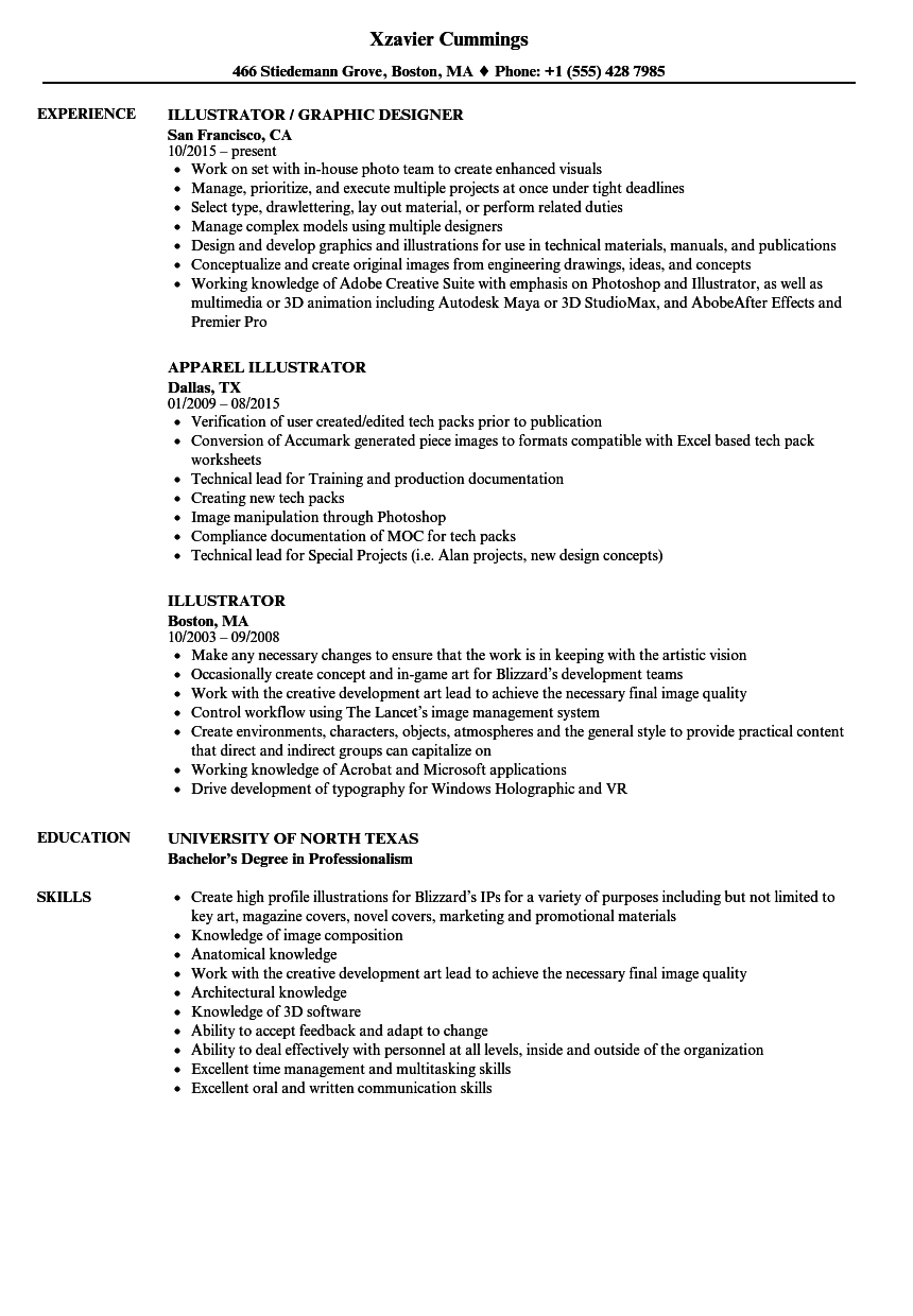 Illustrator Resume Samples Velvet Jobs