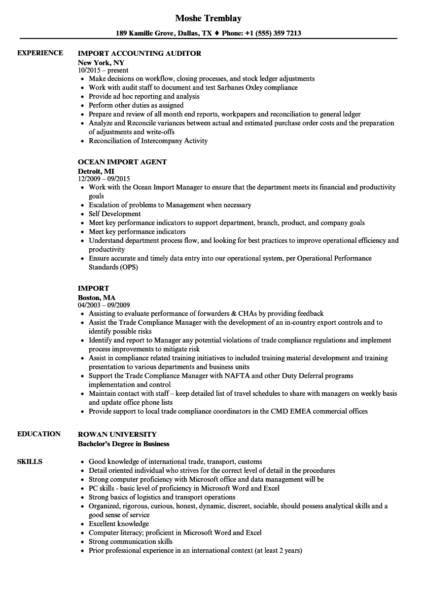 Import Resume Samples Velvet Jobs