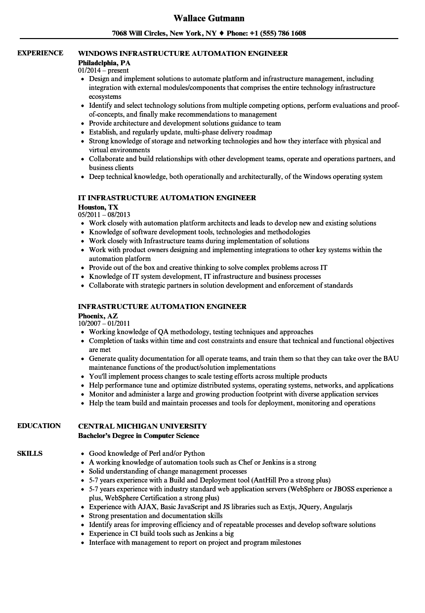 building automation resume sample