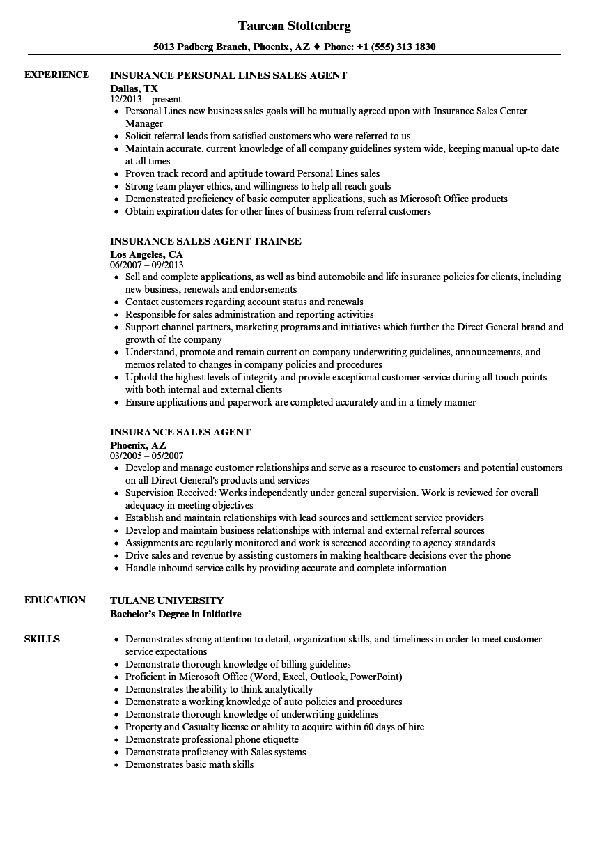 Insurance Agent Resume Objective