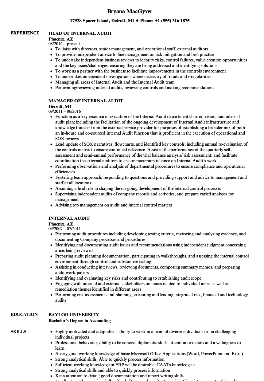 Sample Cover Letter For Internal Auditor Position - 200 ...