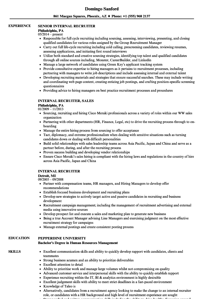 when applying for an internal position resume