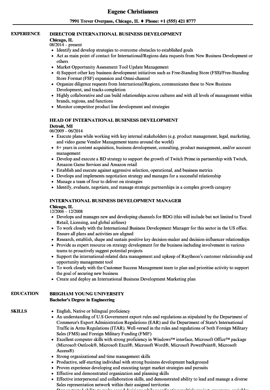 resume sample for international jobs