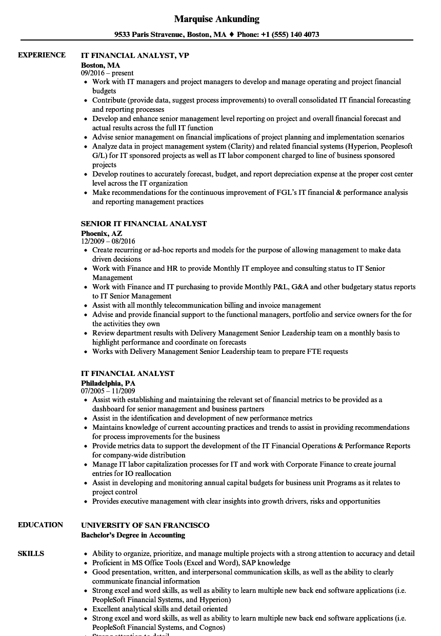 Financial Analyst Skills Resume