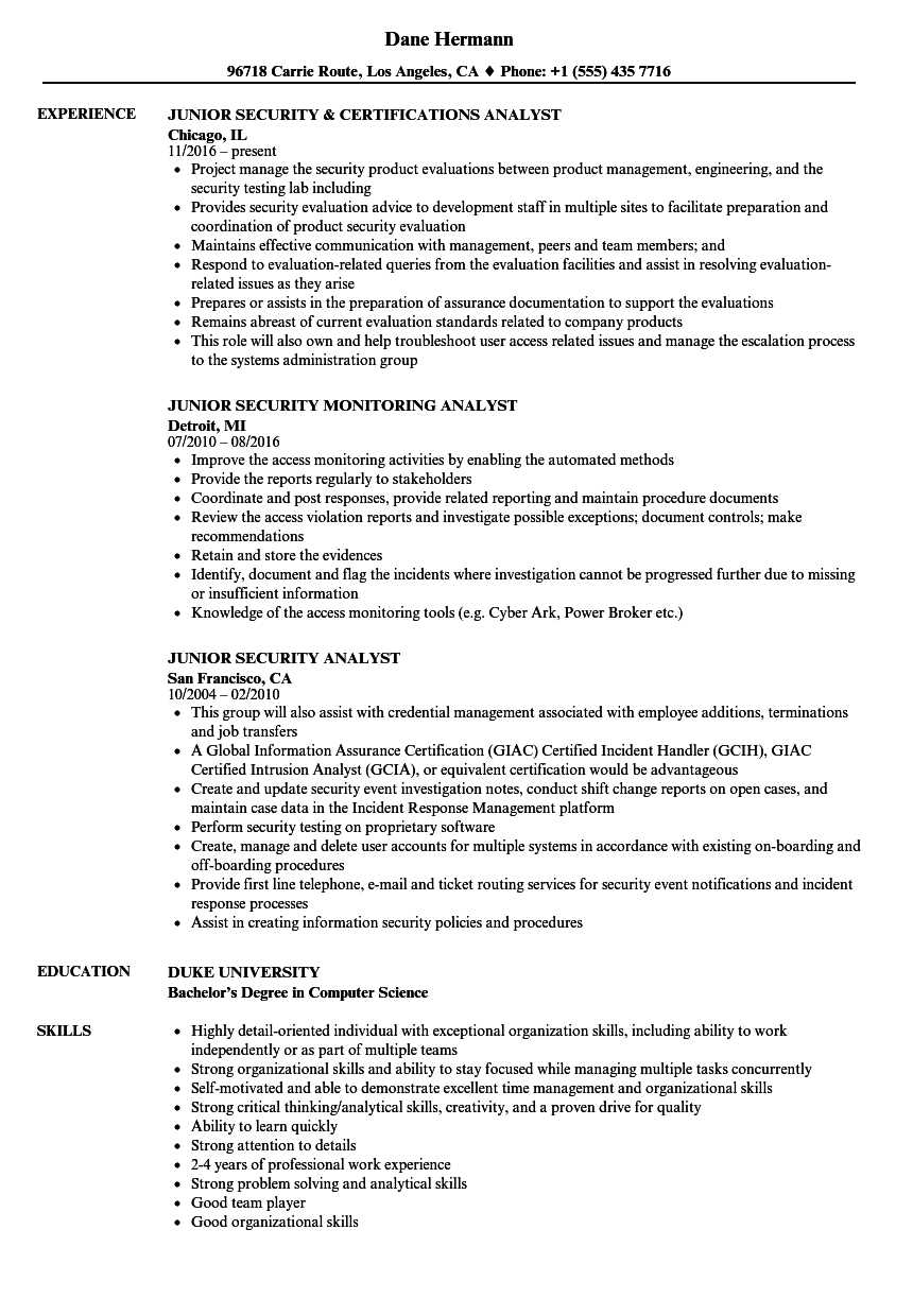 Soc Analyst Resume Example Nathan