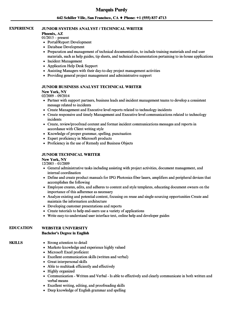 technical writer cv