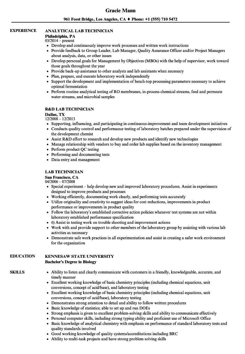 Research technician resume no experience February 2021 (665 x 959 Pixel)