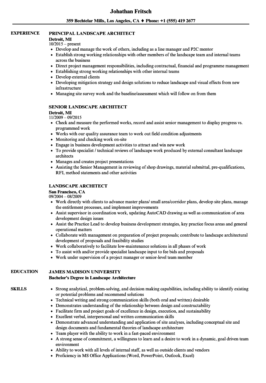 Landscape Architect Resume Samples Velvet Jobs