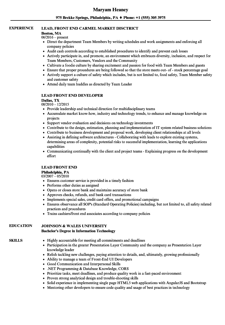 Lead Front End Developer Job Description The Best Developer Images