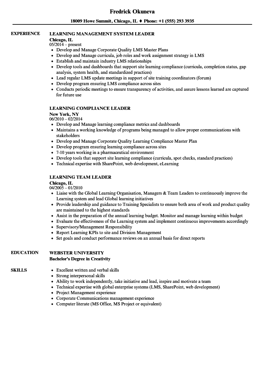 teacher leadership resume examples