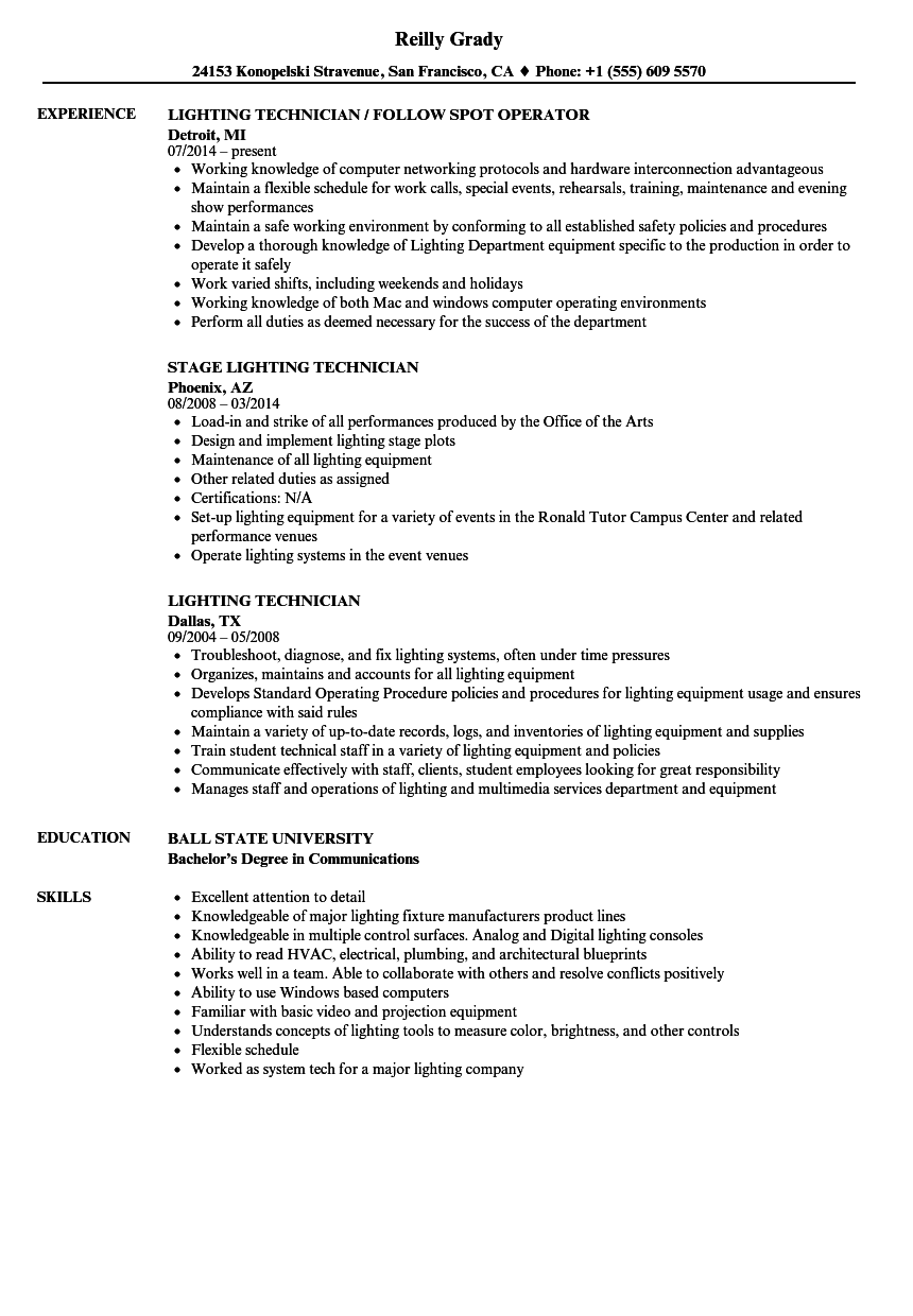 Lighting Technician Job Description Decoratingspecial
