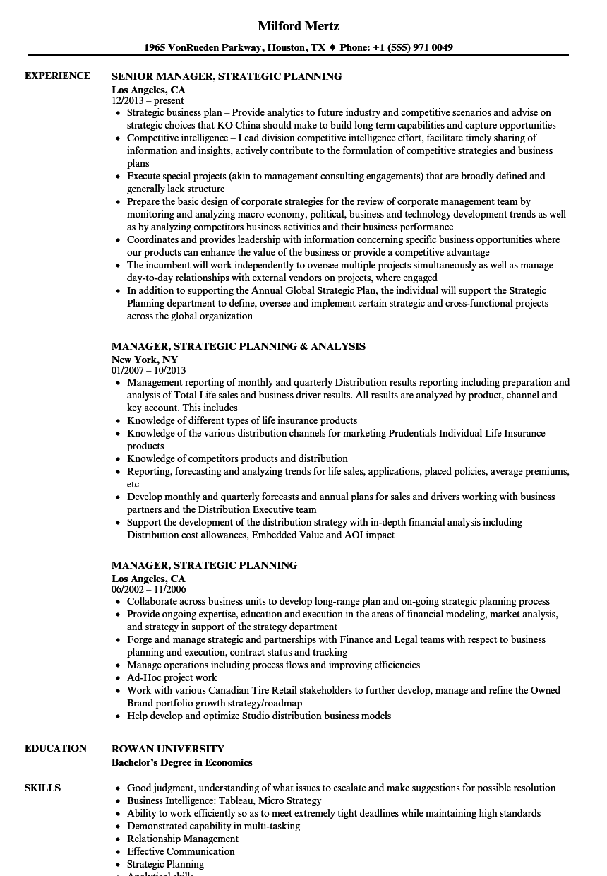 strategic thinking on resume