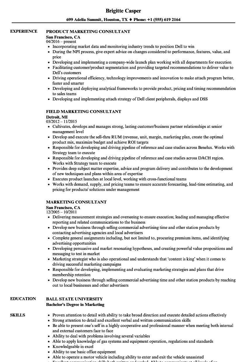 Marketing Consultant Resume Samples Velvet Jobs