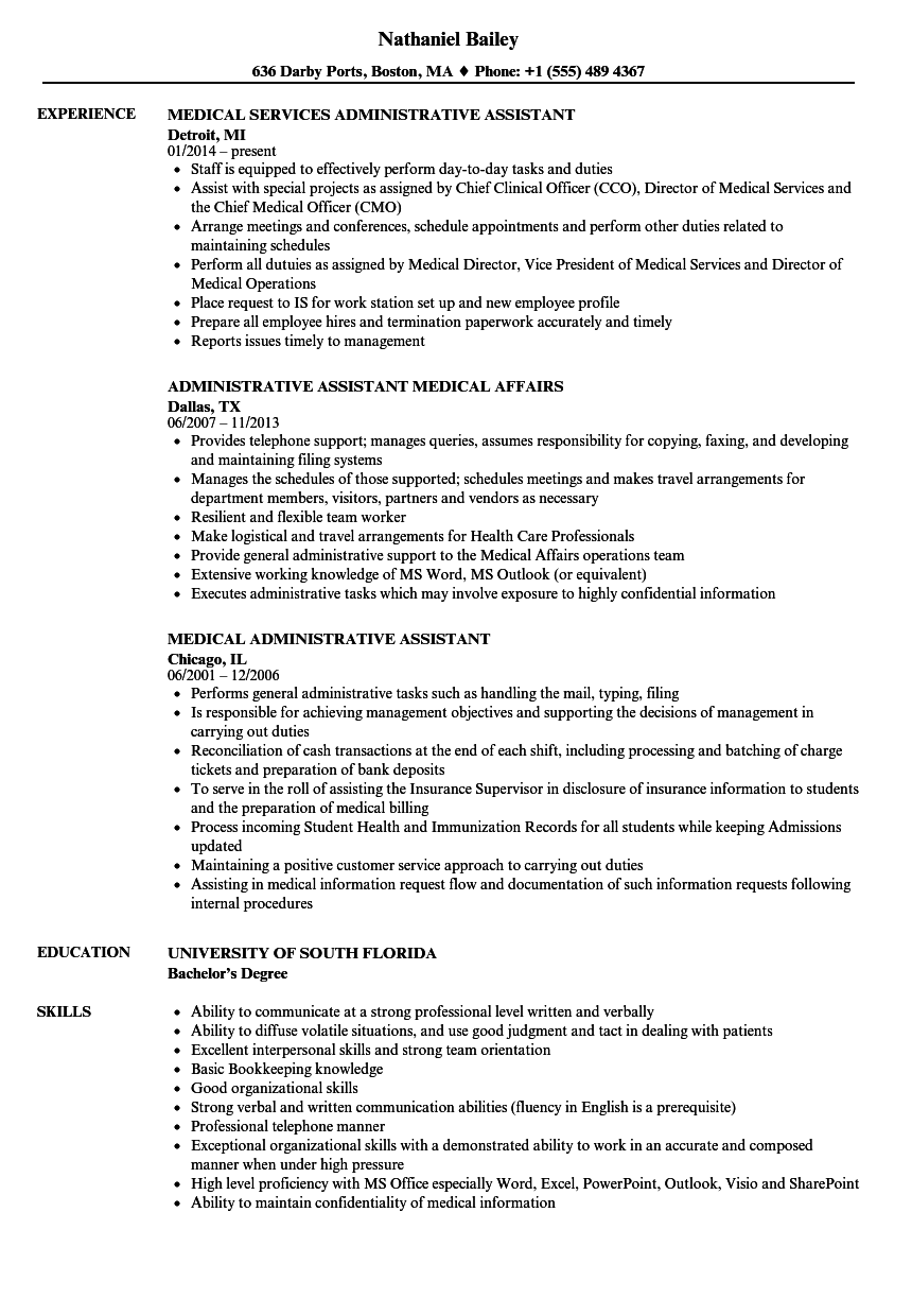 Medical Administrative Assistant Resume Samples Velvet Jobs