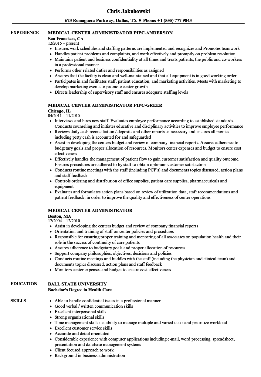 Administration resume examples