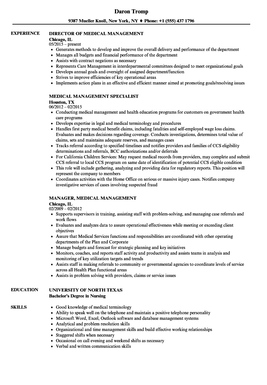 resume sample management skills