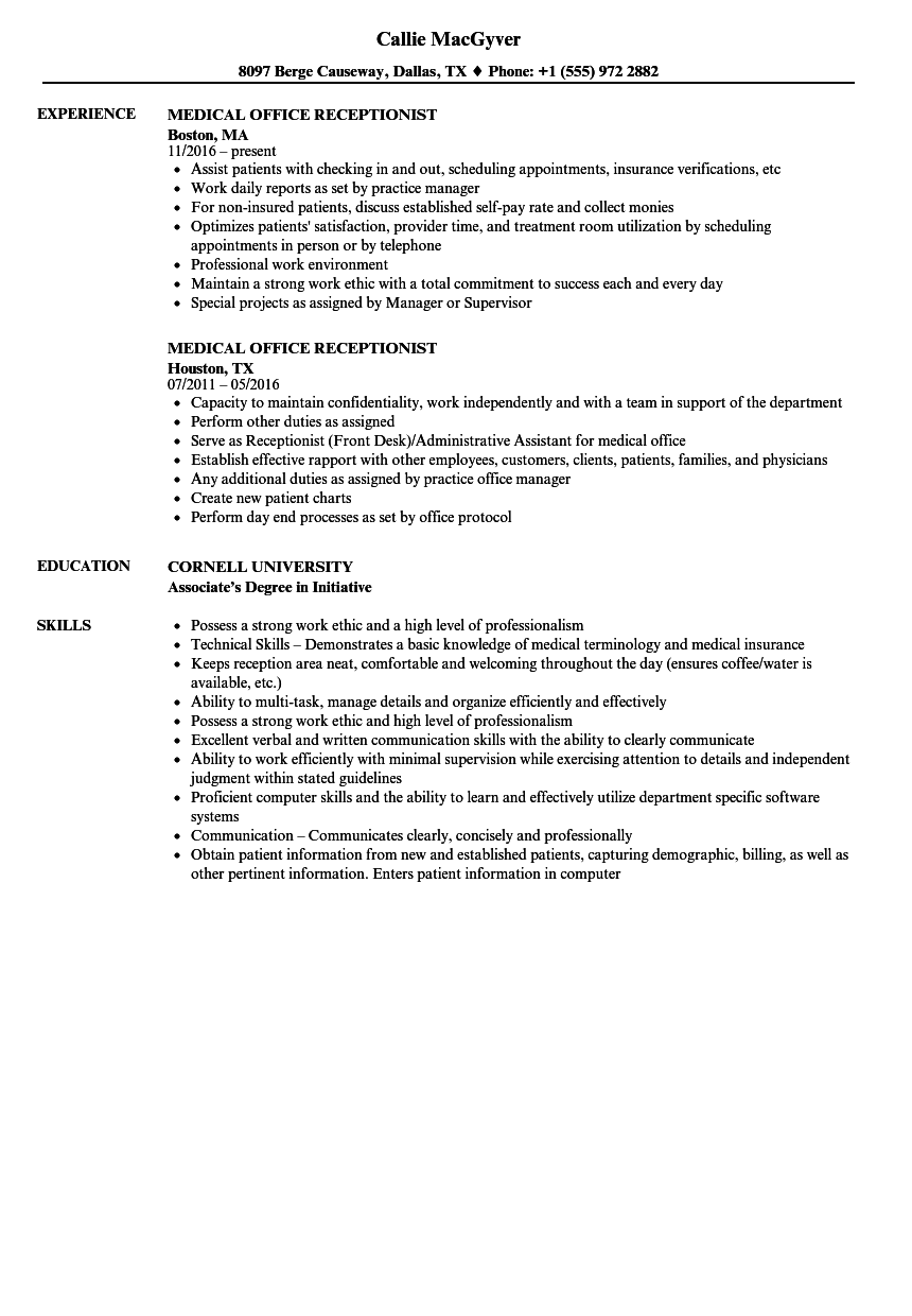 Medical Front Desk Resume Sample Baeti