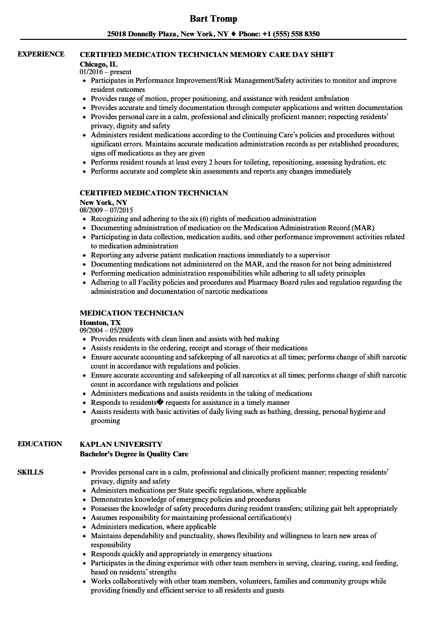 Medication Aide Resume Sample