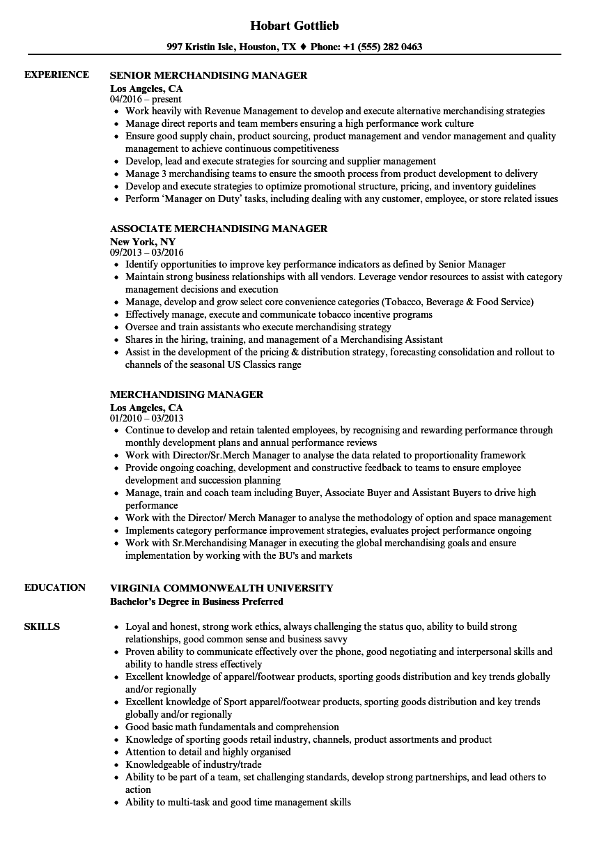 divisional merchandise manager resume