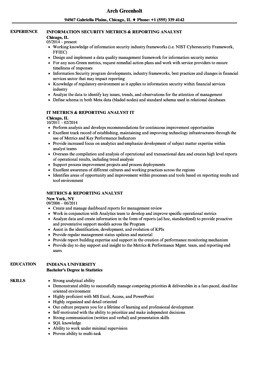 resume with kpi sample