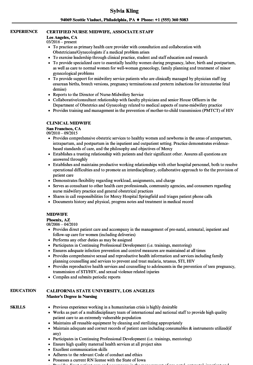 resume career objective midwife